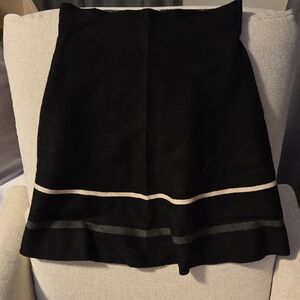 Max Studio Black Midi Skirt with Gray Stripes